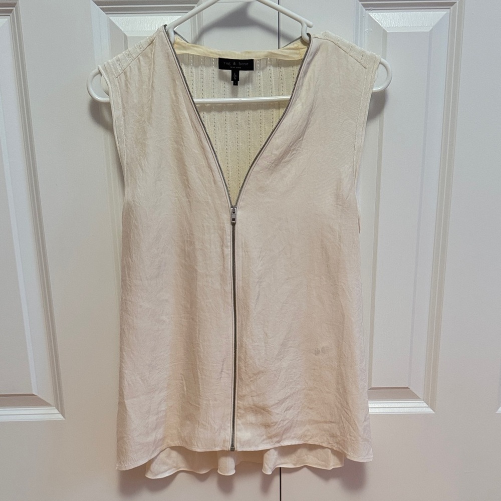 Rag & Bone cream sleeves tank